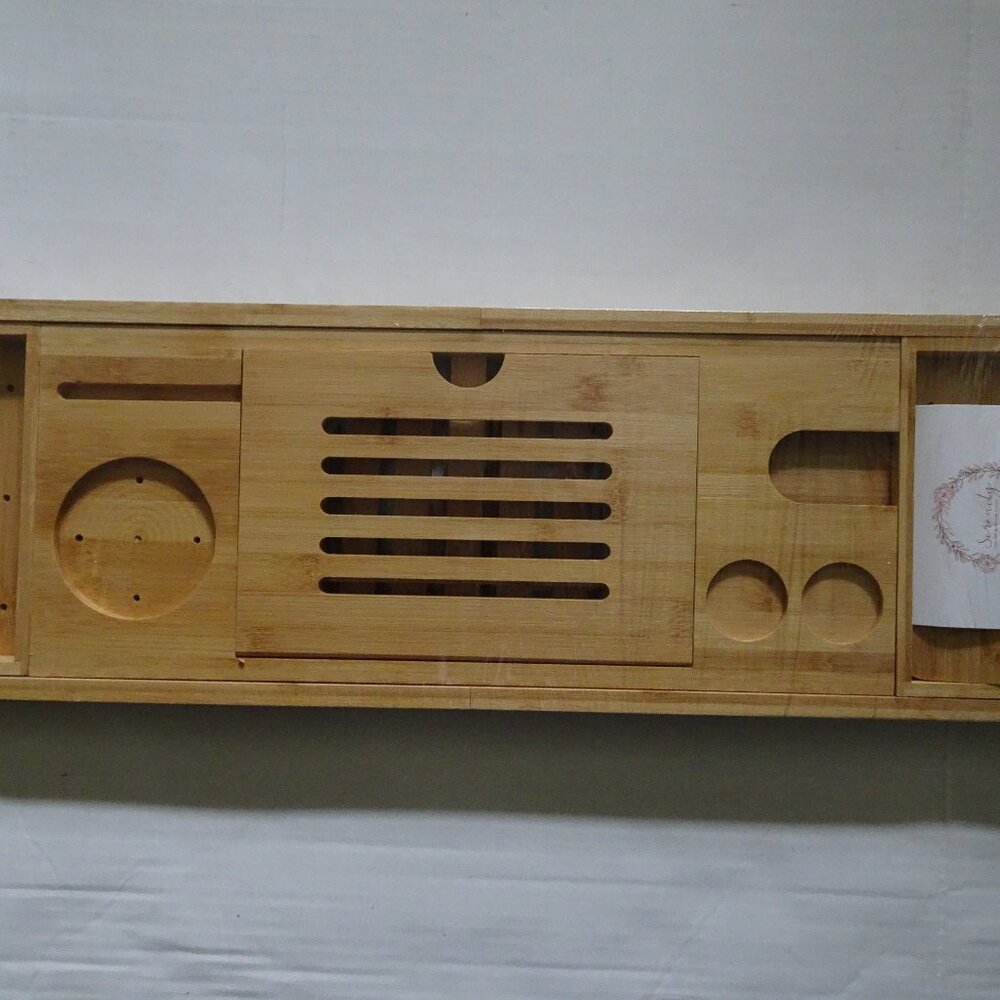 Bath Caddy Tray - Serenity Luxury Bath Spa Caddy - Bamboo Caddy with Soap Holder